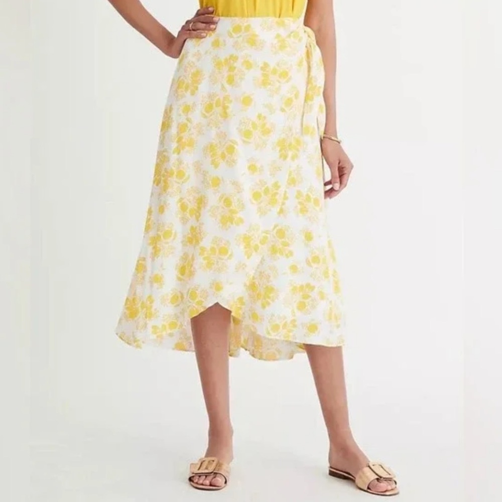 Ann Taylor Citrus Blossom Wrap Skirt